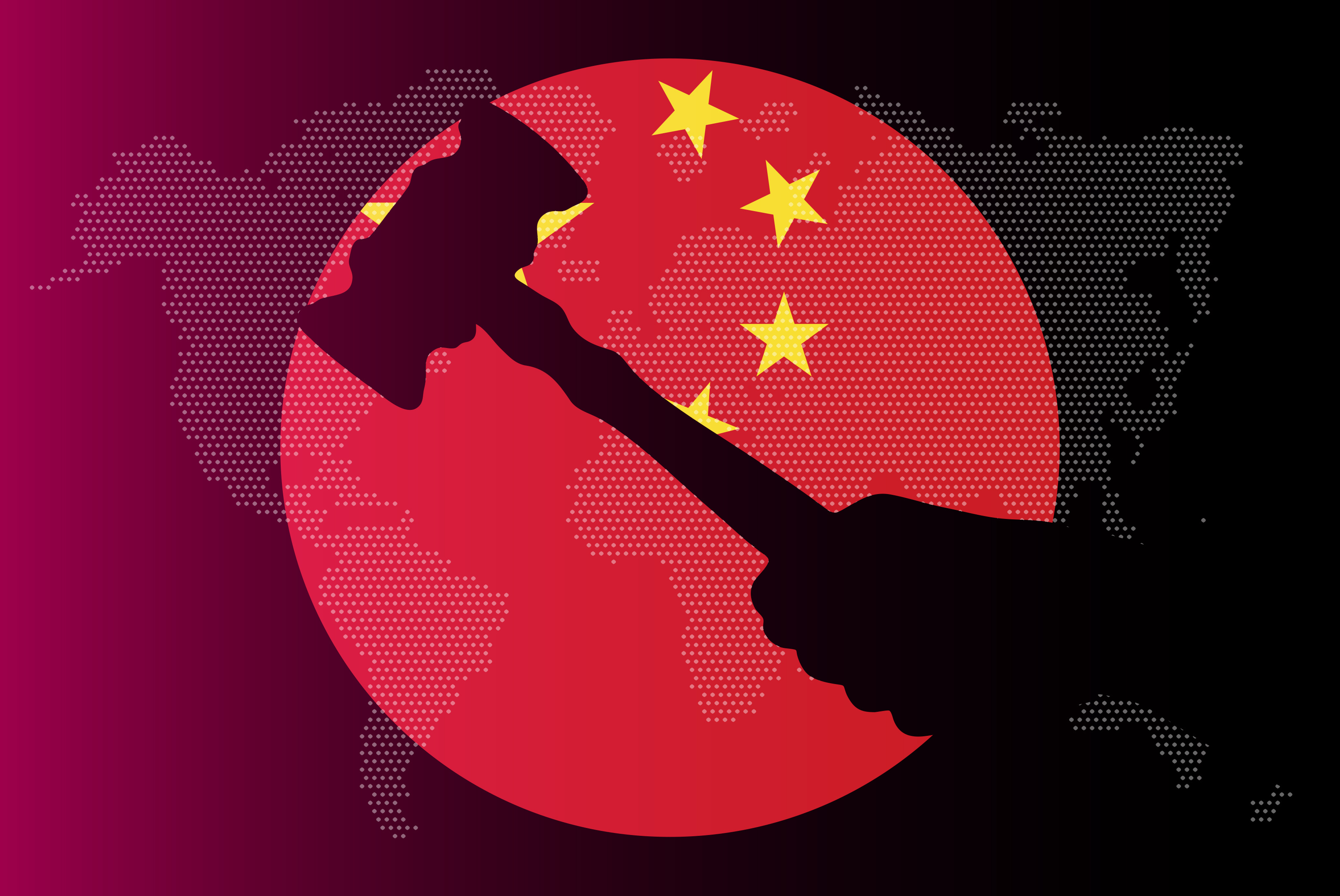 An image showing a judge’s gavel against the backdrop of a Chinese flag.